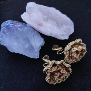 Golden Wire Knit Clip-on Earrings